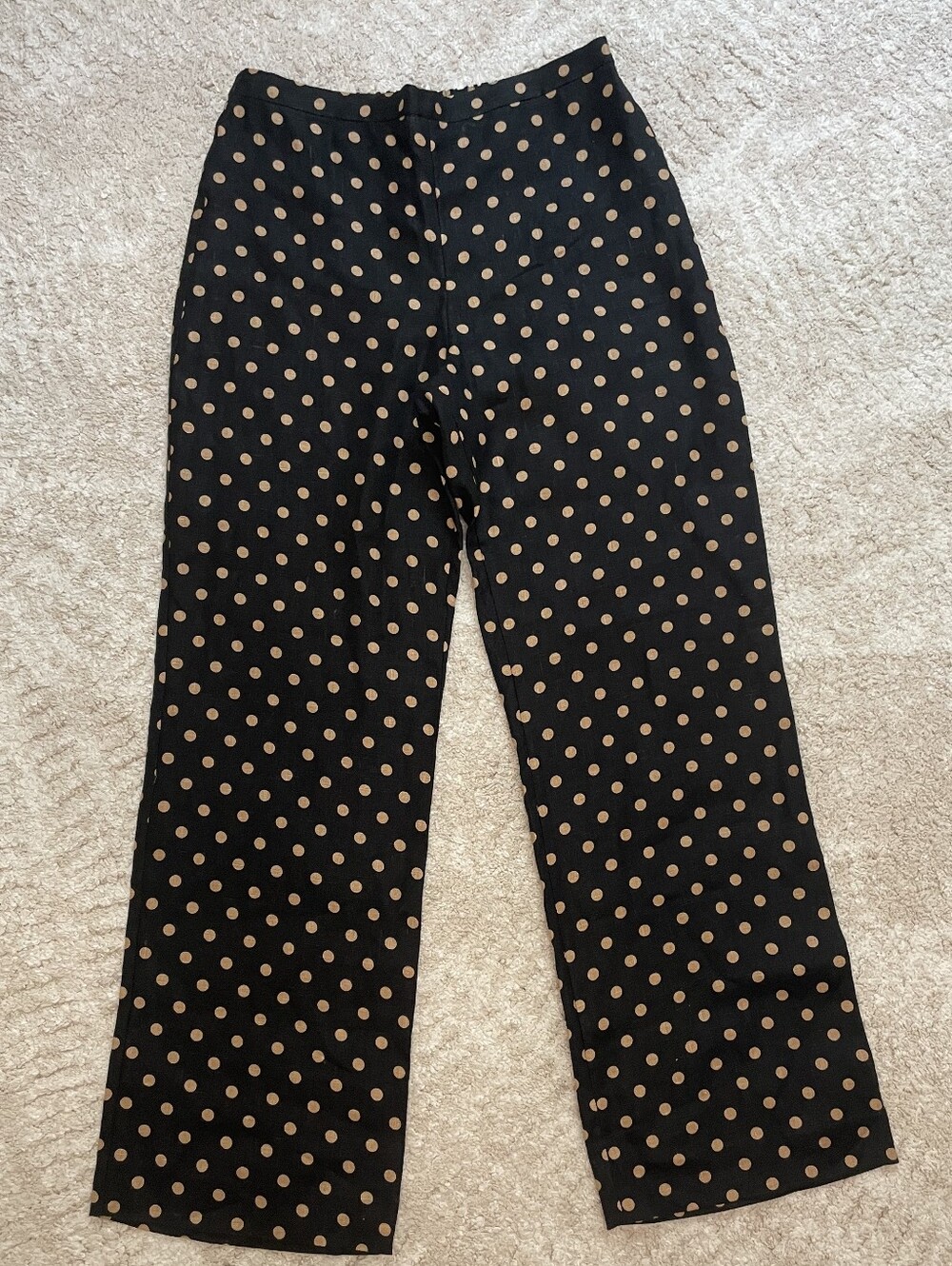 Reformation 100% Linen Black Wide Leg Pants with Gold Polka Dots Size S - Picture 2 of 9